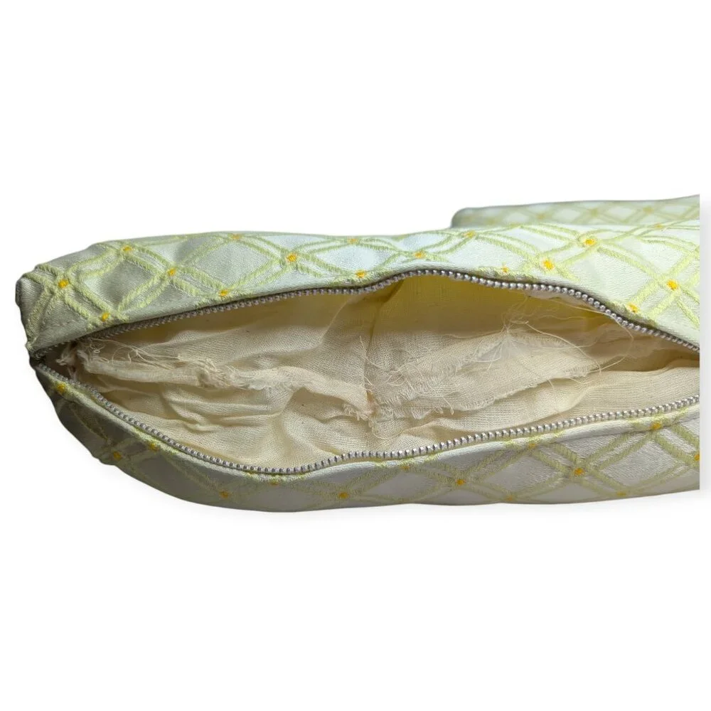 Vintage White & Yellow Pair of Long Rectangle Accent Pillows w/Removeable Covers